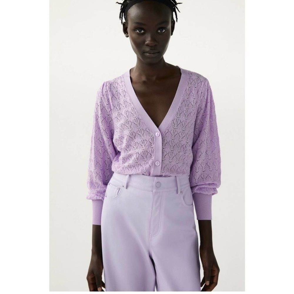 Zara lavender open knit cardigan